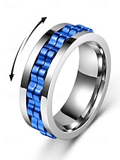 economico Gioielli da uomo-Anello girevole da uomo in acciaio inossidabile - disponibile in nero, argento e oro con design a catena per alleviare lo stress e per un uso quotidiano elegante, regalo perfetto per la festa del papà