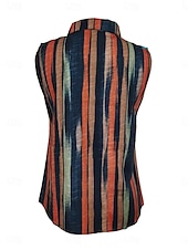 cheap Stripe&amp;Geometric Tank Top-Women&#039;s Camisole Tank Top Striped Daily Casual Sleeveless V Neck Regular Tops Daily Buttons Print Yellow Red Blue Summer Spring