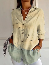 abordables Tops Graphiques pour Femmes-Femmes Chemise Chemise Bohème Chemisier Fleur Moderne Boho manche longue Col de chemise Hauts Réguliers Quotidien Fête Imprimé Vert Claire Rose Claire Bleu Orange Vert Été