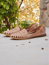olcso Női topánkák és bebújós cipők-női barna szőtt műbőr bebújós lapos talpú cipők – lélegző vintage lezser mokaszinok tavaszi és őszi sétákhoz és nyaraláshoz