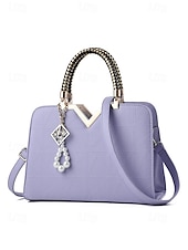levne Kabelky a tote tašky-Dámská kabelka z umělé kůže s perlovým přívěskem – elegantní geometrické horní ucho a crossbody kabelka do kanceláře, na každodenní dojíždění a formální příležitosti