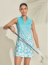 olcso Női golfruházat-Női golfruha Kék Ujjatlan Női golffelszerelések ruhák ruhák, ruházat