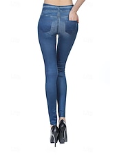 economico Leggings semplici-Per donna Leggings Vacanza Vintage Streetwear Lungo Vita Alta Semplice Stampa Comodo Morbido Confortevole Elasticizzato All'aperto Streetwear Blu Nero Grigio Estate Aderente