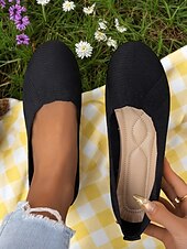 cheap Women&#039;s Flats-Women&#039;s Flyknit Slip-On Flats - Soft Knit Upper with Comfortable Stretch, Lightweight and Breathable, Ideal for Casual Wear and Summer Outings