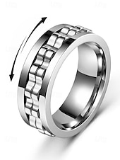economico Gioielli da uomo-Anello girevole da uomo in acciaio inossidabile - disponibile in nero, argento e oro con design a catena per alleviare lo stress e per un uso quotidiano elegante, regalo perfetto per la festa del papà