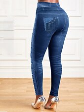 billige Blå 3D-utskrift-Dameleggings Bukser 3D-trykk Chinos Ferie Gateklær Fritid Full lengde Høy midje Grafisk trykk Komfortabel Myk Behagelig Elastisk Utendørs Gate Blå Grå Sommer Slim fit