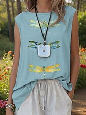 olcso Boho ujjatlan felső-Női Camisole Tank Top Grafika Állat Csehország Aktív Stílusos Ujjatlan Terített nyak Normál felsők Nyaralási viselet Fehér Arcpír rózsaszín Medence Lóhere Világoskék Nyár Tavasz