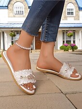 levne Sandály na dovolenou-Dámské boho sandály s třásněmi a zelenými drahokamy, ploché letní pantofle pro ležérní plážové nošení i každodenní výlety