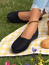 cheap Women&#039;s Flats-Women&#039;s Flyknit Slip-On Flats - Soft Knit Upper with Comfortable Stretch, Lightweight and Breathable, Ideal for Casual Wear and Summer Outings