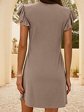 abordables Robe Simple-Robe courte pour femmes robe d&#039;été unicolore décontractée quotidienne plage ajustement ample graphique sans manches col en V noir bleu marine vert kaki été printemps