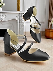 baratos Mãe da Noiva/Namorado-Sapatos Mary Jane femininos de salto bloco de cetim verde dos anos 1950 – elegantes sapatos vintage com tiras cruzadas para casamentos, festas e eventos formais