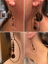 Χαμηλού Κόστους Γυναικείο Σκουλαρίκι-Γυναικεία σκουλαρίκια boho chic με πολύχρωμες χάντρες και χρυσό οβάλ σχέδιο, ιδανικά για casual ντύσιμο και καλοκαιρινά φεστιβάλ