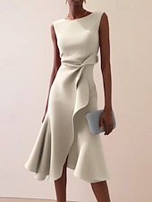cheap Bodycon Club Dresses-Women&#039;s Midi Dress Prom Dress Party Dress Fashion Modern Party Evening Party Date Regular Fit Plain Sleeveless Crew Neck Pink Green Khaki Summer