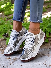 billiga Damsneakers-Färgglada damsneakers med lövtryck – avslappnade snörskor för naturälskande kvinnor, perfekta för promenader utomhus och vardagsbruk