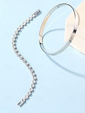 preiswerte Damenarmband-Goldfarbenes Kristallarmband-Set für Damen – elegante Stapelarmreifen für Partys, Verabredungen und den Alltag