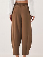 Недорогие широкие ноги и высокая талия-Жен. Брюки Мода Уличный стиль Полная длина Средняя талия Полотняное плетение Карман Эластичный шнурок На открытом воздухе Удобный на открытом воздухе Отпуск