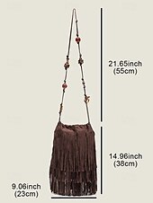 economico Borse a Tracolla-Borsa a tracolla boho da donna con frange e tracolla con perline – borsa a tracolla vintage in pelle scamosciata per festival, viaggi e outfit casual