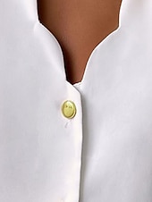 preiswerte Damen Einfache Oberteile-Damen Hemd Einfach Täglich Stilvoll Lässig Kurzarm V Ausschnitt Normale Oberteile Arbeit Täglich Ferien Knöpfe Weiß Frühling Herbst