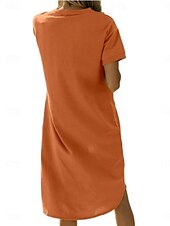 abordables Robe blanche-Femmes Robe Midi Robe Décontractée Robe d&#039;été Mode Moderne Quotidien Week-end Coupe régulière Uni Manche Courte Col ras du cou Noir Blanche Rouge Vert foncé Été
