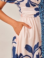economico Abiti floreali-Abito lungo da donna, ampio, da resort, con stampa floreale, manica corta, arcobaleno, primavera ed estate, scollo a V, vestito da vacanza