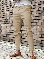 economico Chino-Per uomo Pantaloni Eleganti Aderente Pantaloni Chinos Bottoni Tasca Semplice Comodità Formale Feste Lavoro Moda Stile Classico Blu Cachi Micro-elastico