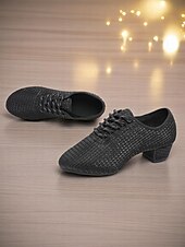 preiswerte Lateinamerikanische Schuhe-Weiße Mesh-Latein-Tanzschuhe für Damen mit niedrigem, klobigem Absatz und funkelnden Strasssteinen – atmungsaktives, professionelles Standardschuhwerk für Künstler und Wettbewerbe