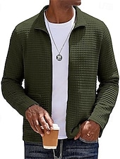 economico Giubbotti e cappotti da uomo-Per uomo Giacca Leggera Giacca a nido d&#039;ape Giacca Casual Vacanza Quotidiano Caldo Tasca Autunno &amp; Inverno Semplice Moda Classico Collo alla coreana Regolare Nero Bianco Vino Cachi Verde militare