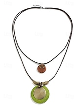 abordables Collier pour femme-Collier bohème à pendentif en bois multicouche pour femme – perles en alliage naturel faites à la main, design ethnique en spirale, bijoux légers pour tenues décontractées, fêtes d&#039;été et vacances à la plage