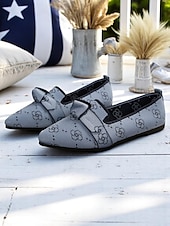 economico Ballerine da donna-scarpe basse in maglia patriottiche da donna – scarpe basse a punta con fiocco per il giorno dell&#039;indipendenza, picnic estivi e abbigliamento casual