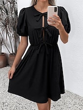 ieftine Rochie cu dungi și geometrică-Pentru femei Rochie Mini Rochie A line Rochie de vară Casual Zilnic Fit regulat Grafic Dungi Manșon scurt Stil Nautic Negru Albastru piscină Vară