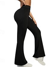 abordables Leggings lisos-Mujer Talla EU / US Delgado Pantalones acampanados Leggings cómodos Body Ejercicio Longitud total Alta cintura Color sólido Deportes Elástico Yoga Deportes Ceniza Negro 1 # Café Primavera, Otoño