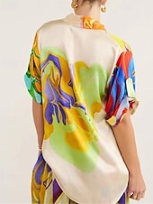 abordables Ensembles-Femmes Mode Streetwear Jupe Ensembles Demi Manches Col de chemise Abstrait Imprimé Tenue quotidienne Date Vert Été Coupe régulière