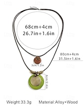 abordables Collier pour femme-Collier bohème à pendentif en bois multicouche pour femme – perles en alliage naturel faites à la main, design ethnique en spirale, bijoux légers pour tenues décontractées, fêtes d&#039;été et vacances à la plage
