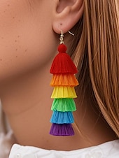 billige Øredobber for kvinner-Regnbueformede dusk-øredobber til dame – fargerike boho pride-smykker til LHBT-festivaler, parader og sommerfeiringer
