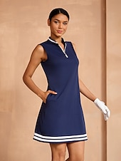 cheap Golf Dresses-Women&#039;s Golf Dress Navy Blue Sleeveless Dress Ladies Golf Attire Clothes Outfits Wear Apparel