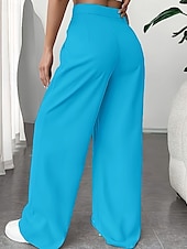 economico gamba larga e vita alta-Per donna Gamba larga Pantaloni Eleganti Pantaloni Elegante Lunghezza intera Naturale Semplice Tasca Comodo All&#039;aperto Confortevole All&#039;aperto Ferie Weekend Verde mela Vinaccia Verde translucido
