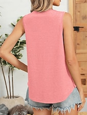 olcso Egyszerű ujjatlan felső-Női Camisole Tank Top Tömör szín Napi Stílusos Alap Ujjatlan Terített nyak Normál felsők Napi Arcpír rózsaszín Bor Medence Lóhere Nyár