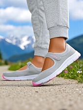 cheap Women's Sneakers-Women's Breathable Mesh Walking Shoes with Magic Tape Strap – Lightweight Athletic Flats, Great for Outdoor Fitness, Travel Hikes, Casual Errands &amp; Active Lifestyles