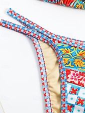 abordables Ensemble de bikinis-Femmes Maillots de Bain Bikini 2 pièces Maillot de bain Dos nu Tropical Tenues de plage Fleur Col en V Sans manches Maillots de bain