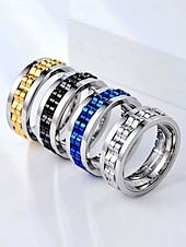 economico Gioielli da uomo-Anello girevole da uomo in acciaio inossidabile - disponibile in nero, argento e oro con design a catena per alleviare lo stress e per un uso quotidiano elegante, regalo perfetto per la festa del papà