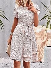 ieftine Rochii Boho-Pentru femei Rochie Mini Rochie florala Rochie Boho Rochie imprimata Modă Clasic Modern Vacanță Concediu Ieșire Fit regulat Floare Manșon scurt Stil Nautic Roșu-aprins Albastru piscină Maro Trifoi