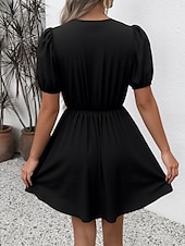ieftine Rochie cu dungi și geometrică-Pentru femei Rochie Mini Rochie A line Rochie de vară Casual Zilnic Fit regulat Grafic Dungi Manșon scurt Stil Nautic Negru Albastru piscină Vară