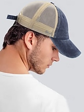 Herr vintage truckerkeps med meshrygg – justerbar basebollkeps i tvättad bomull för utomhussport, resor och vardagskläder billiga Herrhattar-Herr vintage truckerkeps med meshrygg – justerbar basebollkeps i tvättad bomull för utomhussport, resor och vardagskläder