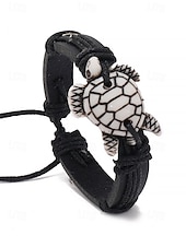 preiswerte Herrenschmuck-Herren-Vintage-Lederarmband mit Schildkrötenmotiv – verstellbares Armband für Strand, Sommer und Freizeit