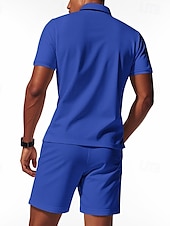 olcso Vakáció-Férfi Pólóingek Quarter Zip Polo Szabadtéri Hétköznapi viselet Hajtóka Rövid ujjú Divat Hawaii Sima 2 db Nyár Normál Fekete Fehér Sötétkék Királykék Lóhere Khakizöld Pólóingek