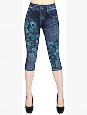  Damskie legginsy capri 3D z nadrukiem Wakacje Moda vintage Casual Długość do łydki Wysoki stan Kwiatowy Wysoki krój Komfort Oddychający Szybkoschnący Rozciągliwy Na zewnątrz Ulica Na co dzień