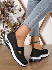 tanie Trampki damskie-Damskie Adidasy Komfortowe buty Na zewnątrz Codzienny Podróże Klin Okrągły palec u nogi Codzienny Wygoda Minimalizm Dzianina Mokasyny Ciemnoszary Czarny Ciemnofioletowy