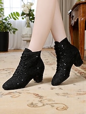 economico Scarpe per balli latini-stivali da danza da donna bianchi con lacci e dettagli in strass - scarpe da palcoscenico in stile vintage per spettacoli da sala, spettacoli in costume ed eventi teatrali