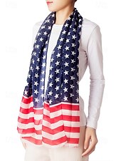 billiga Halsdukar för kvinnor-Damhalsduk med amerikansk flagga - patriotisk design med stjärnor och ränder i USA. Chiffongmaterialet är andningsbart och lätt, lämplig för 4 juli, självständighetsdagen, helgdagar och vardagsbruk.