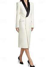 abordables Longueur du plancher-Robe Veste Col Châle À Double Boutonnage Robe Tuxedo A-Line Robe Mère de la Mariée Élégante Simple Minimaliste Décolleté en V Longueur Sol Satin Crépon Manches Longues avec Boutons 2025